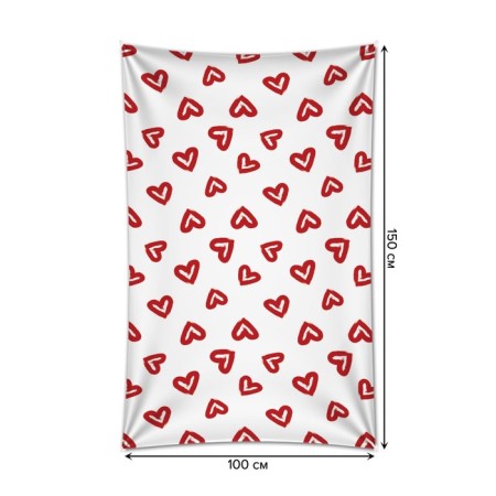 Decorative panel with photo printing "Drawn Hearts", vertical, size 100x150 cm-1