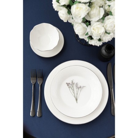 Porcelain plate deep with a thickened edge Magistro la Perle, 580 ml, d = 22 cm, white color-5