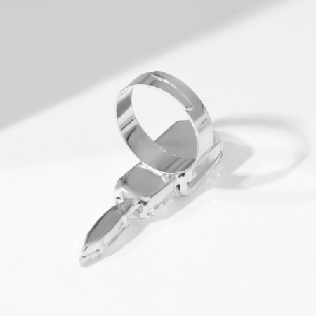 Ring "Assorted" voluminous claw, mini, white color in silver, dimensionless-2