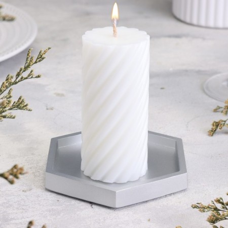 Summary "Hexagonnik. Marble" from gypsum, 9.7x1.3x1cm, silver