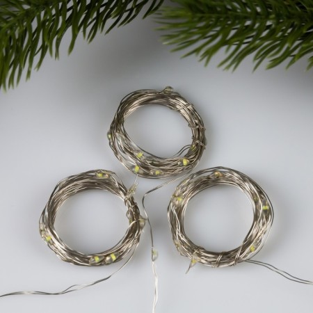 Set of garlands “Thread” 2 m Rosa, IP20, silver thread, 20 LED, white glow, 3 modes, AG13x3, 3 pcs.-1