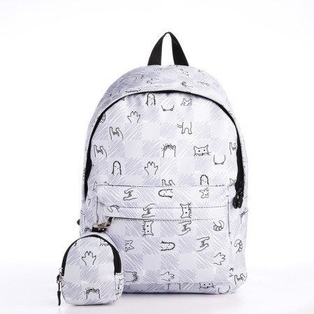 School backpack of textiles on a zipper, 4 pockets, color gray color-4