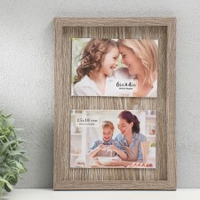 Photo frame wood, PVC in 2 photos 10x15 cm 