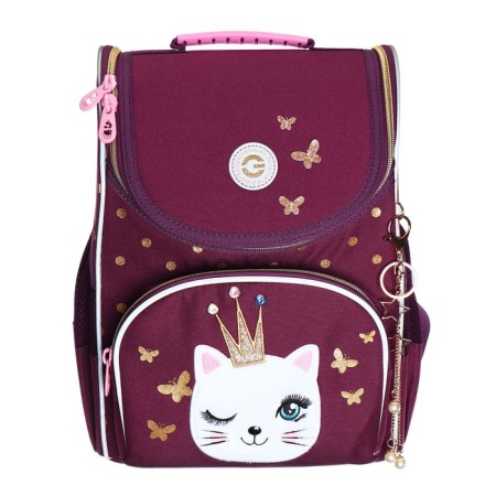 School standard, 33 x 25 x 13 cm, Grizzly, + bag for shoes, plush, burgundy-2