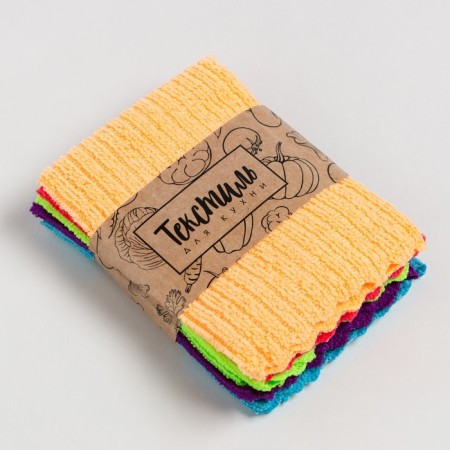 A set of napkins of the share "brightness" 30x30 cm, 5 pcs. microfiber, 100% p/e-5