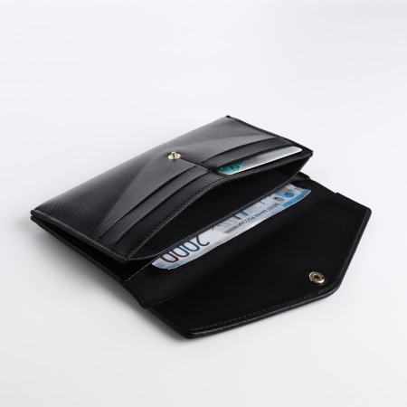 Women's wallet on the button, black color-3