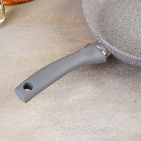Pan with a handle, anti -stick coating, d = 26 cm, h = 60 mm, color is light marble-2