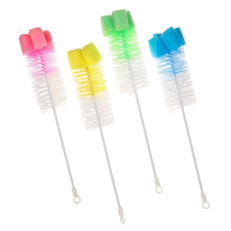 Brush for bottles with a sponge, color mix-4