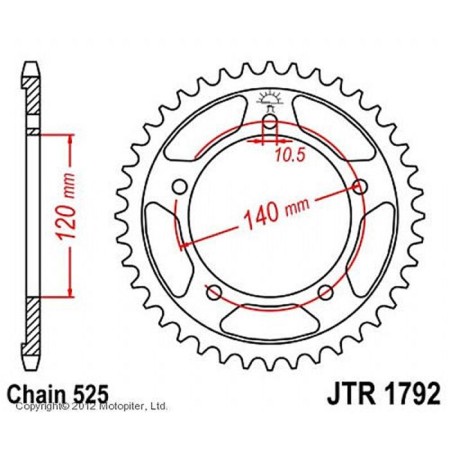 Leader star JTR1792-48, R1792-48, JT SPROCKETS, circuit 525, 48 teeth