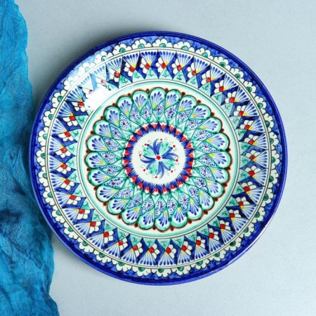 Plant of Rishtan ceramics "Patterns", 27 cm, Blue Mix-1