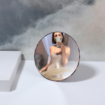 Mirror Nast-Buns Circle (1) b/took Animal D15.5/15.8*16cm metal/leatherette leopard K/box QF-2