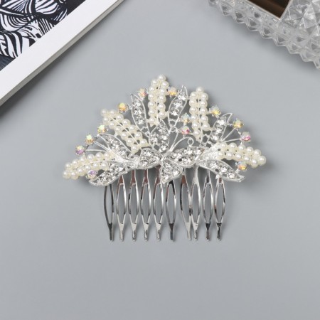 Hair crest "Kelly" butterfly, 8x6 cm, silver