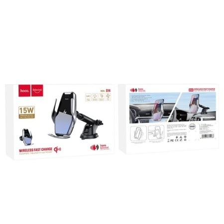 Hoco S14 car holder, wireless charging, 2 A, 15 W, silver-7