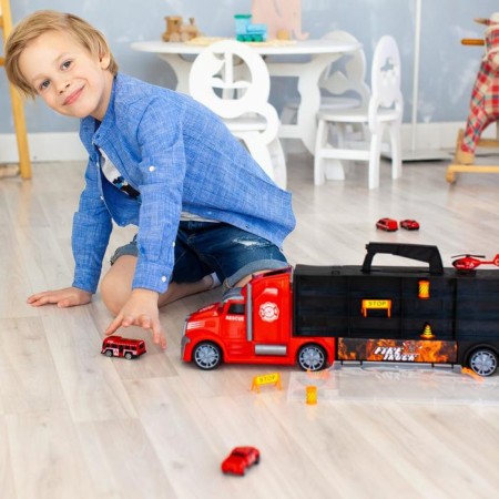 Auto -Vorot Case Givito "Saluation Service", with cars, with tunnel, red color, 54 cm-9