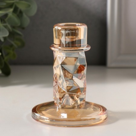 Glass of glass per 1 candle "ice" caramel d = 2 cm 8x8x10 cm