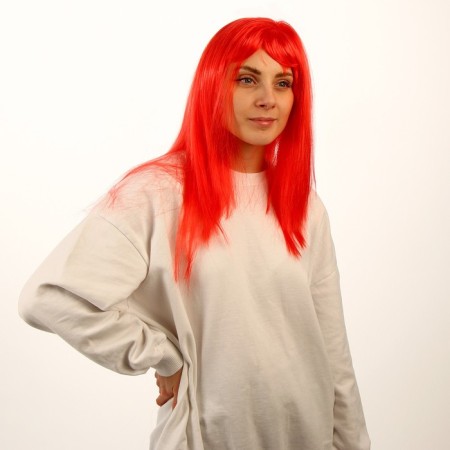 Carnival wig, long straight hair, red color, 120 g-2