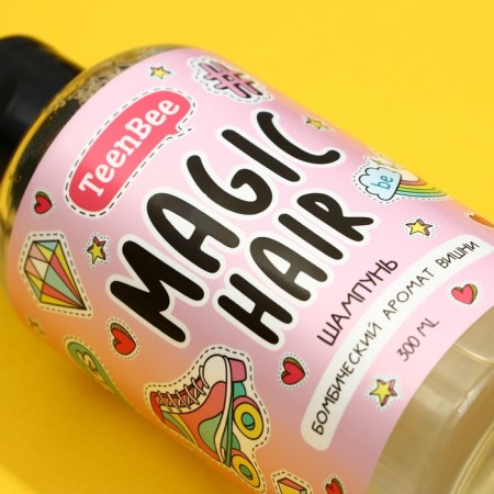 Hair shampoo, moisturizing and nutrition, 300 ml, cherry aroma, teenbee-3