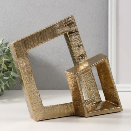 Souvenir Ceramics "Abstraction. Two squares" gold 25.5x5x20.5 cm-1