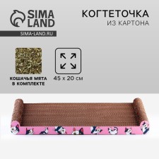 Когтеточка из картона с кошачьей мятой «Котик», 45 см х 20 см х 4,5 см