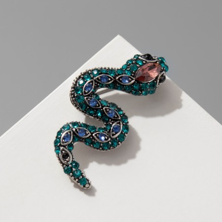 New Year! Symbol of the year 2025! Brooch "Snake" Keeper, colored in black silver-1