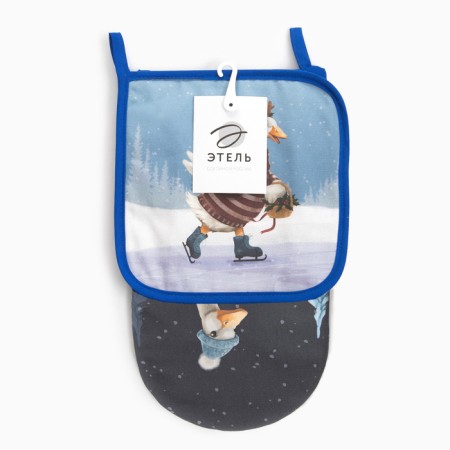 Set of kitchen. Ethel Holidy mittens 15x28cm, 19x19cm tack, 100%HL-4
