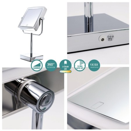 Mirror Cosmetic desktop Snow White 1x/5x-lucid, LED sensor, chrome-2