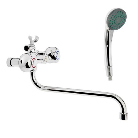Accoona A87177 bathtub, two -wound, with shower, silumin, chrome