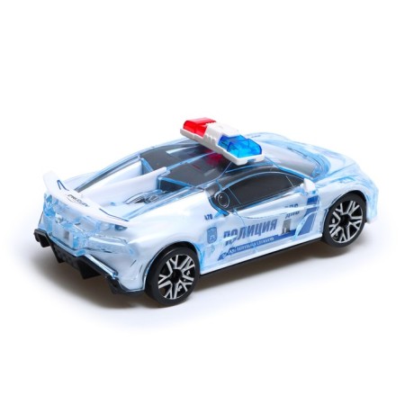 Car "Crazy Race. Police ", Russian voice acting, light, works from batteries, white color-2
