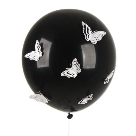 Latex ball 18 "White butterflies", black, with stickers-1