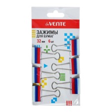 Papers clips 32mm, 6 pieces, tricolor, Devente, metal, tricolor, cardboard box