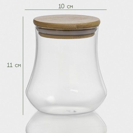 Glass Bank for bulk products with bamboo lid Bellatenero "Eco", 500 ml, 10 × 11 cm-1