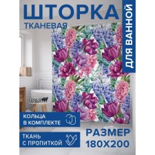 Фотоштора для ванной «Весеннее настроение», сатен, размер 180х200 см
