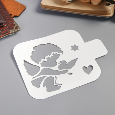 Stencil plastic "Angel baby with a dove" 9x9 cm-1