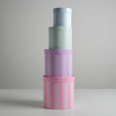 A set of boxes of thin cardboard 4 in 1, gift packaging, “stripes”, 12 x 12 - 20 x 20 cm-2