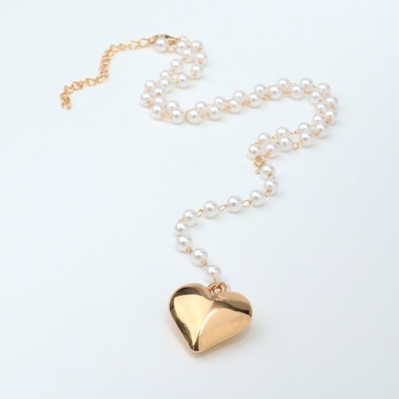 Piece with pearls "Heart" maxi, color gold, 40cm-1