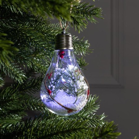 Christmas ball "spruce branch", batteries, 5 LED, white glow