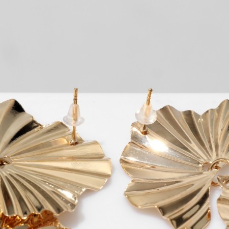 Earrings Metal "Atmosphere" compressed flowers, color gold-2