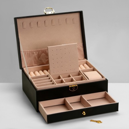 Station for jewelry "Casket" 2 tiers, 17 × 23 × 10 cm, black color-4