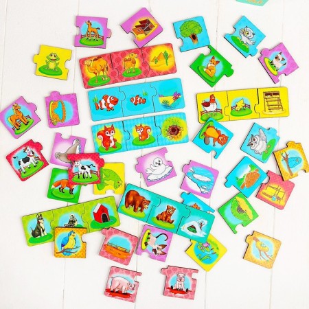 Set "Mom, baby, dwelling", (puzzle-three), element 5.5 × 5.5 cm, 16 mini-puzzles