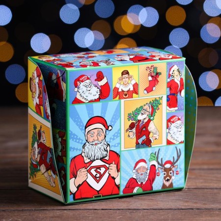 The box is folding, double -sided, "New Year's superheroes", 16 x 16 x 10 cm-1