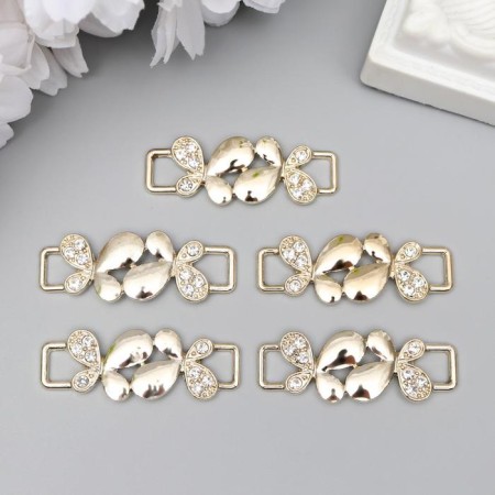 Decor for creativity Metal buckle "butterflies" gold, rhinestones 1.5x3.8 cm-2