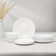 Set of table glass -ceramic louis XV, 16 objects, white color