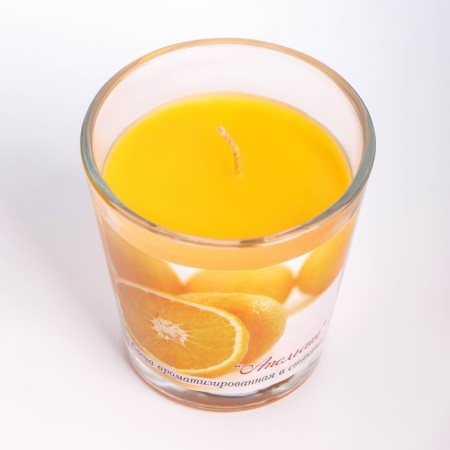 Aromatic candle in a glass "Orange", 6.5x6.5 cm, 10 hours, 165 g, orange-2