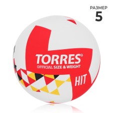 Мяч волейбольный TORRES Hit, PU, клееный, 12 панелей, р. 5
