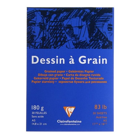 Notepad for drawings, A5, 180 g/m2, Clairefontaine 30 sheets, gluing, granular paper