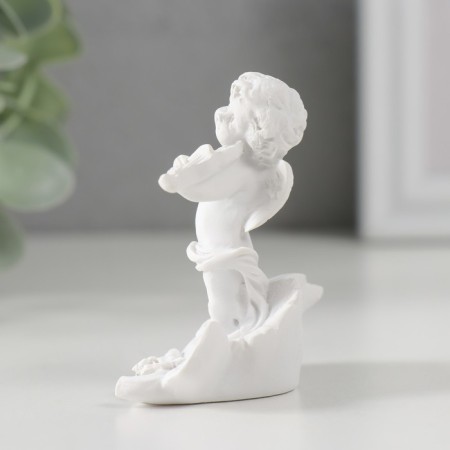 Polystone souvenir "Snowty angel with a violin on the leaf" 6.2x6.4x3.3 cm-3