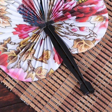 Fan plastic, folding paper-bow "with drawings" mix 13.5x2x1 cm-2