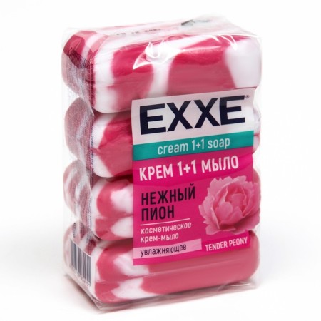 Cream-soiled EXXE, 1+1 "delicate peony", pink striped, 4 pcs. 90 g