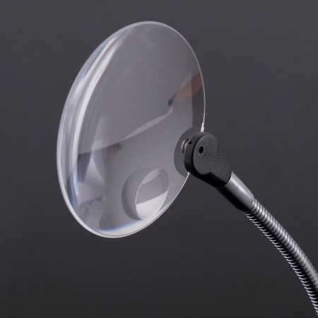 Lupa table 3x, 8x, diameter 9cm, on a flexible leg, with a clothespin-1