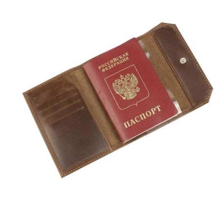 Passport cover on the button, brown color-2